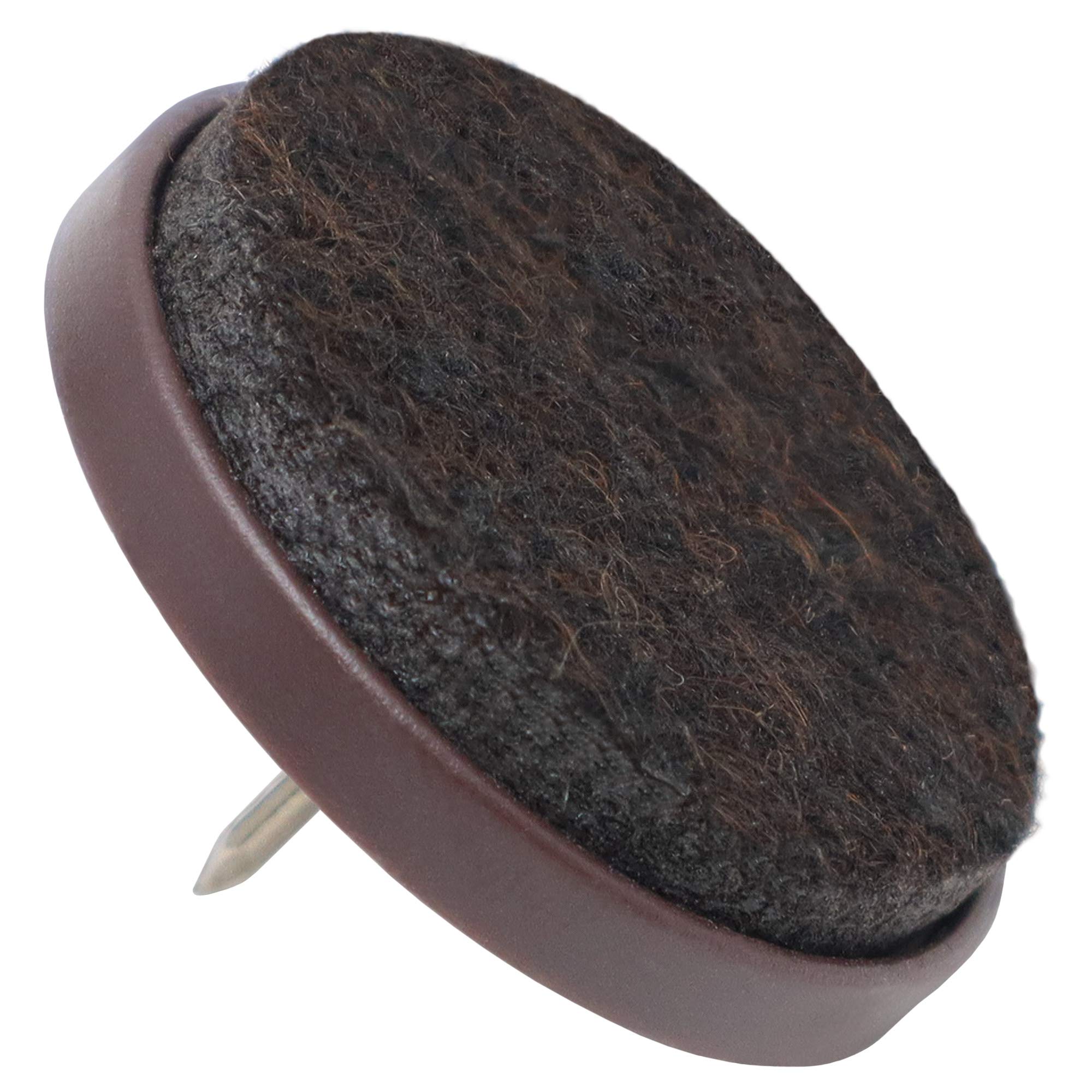 Adsamm® / 4 x Felt-pads with nail | Ø 1,38'' (Ø 35 mm) | brown | round | Premium quality furniture sliders with nail by Adsamm®