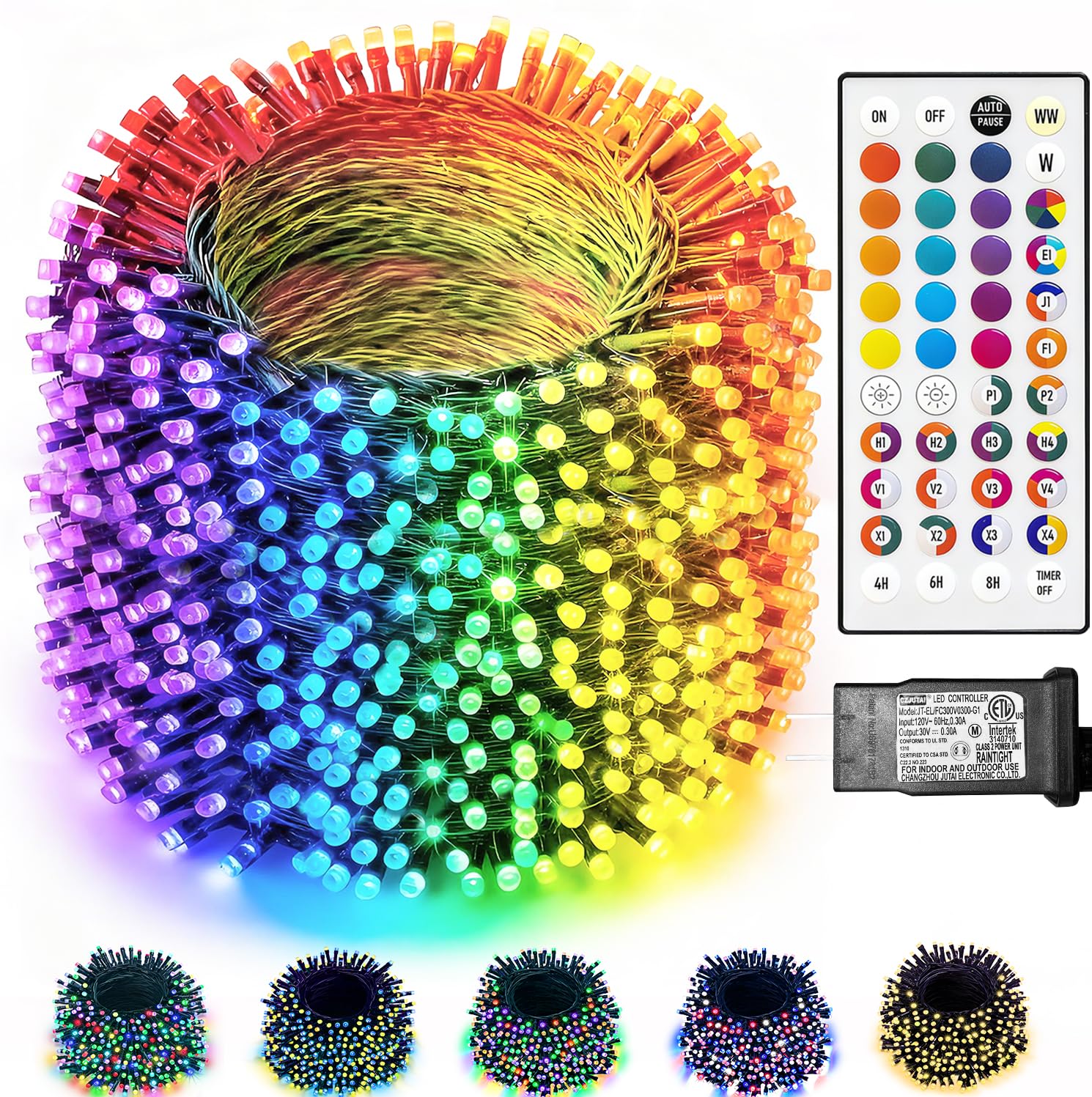 Photo 1 of 164FT Christmas Lights Outdoor, 35 Colors Changing 500 LED Easter String Lights Green Wire Remote Timer, Waterproof Twinkle Light for Indoor Outdoor Holiday Party Xmas Tree Wedding Decor