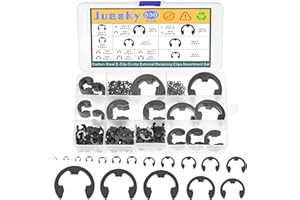 Juasky 530 Pcs E Clips Circlip Retaining Rings Assortment Kit, 17 Sizes Heat Treated High Carbon Steel Retaining Clip, M1.5-M22 Metal C Clips Assortment
