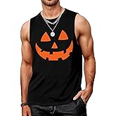 Indoner Halloween Mens Tank Top Novelty Sleeveless Shirts for Men Workout Muscle T Shirt Ghosts Pumpkins Graphic Cut Off Tops
