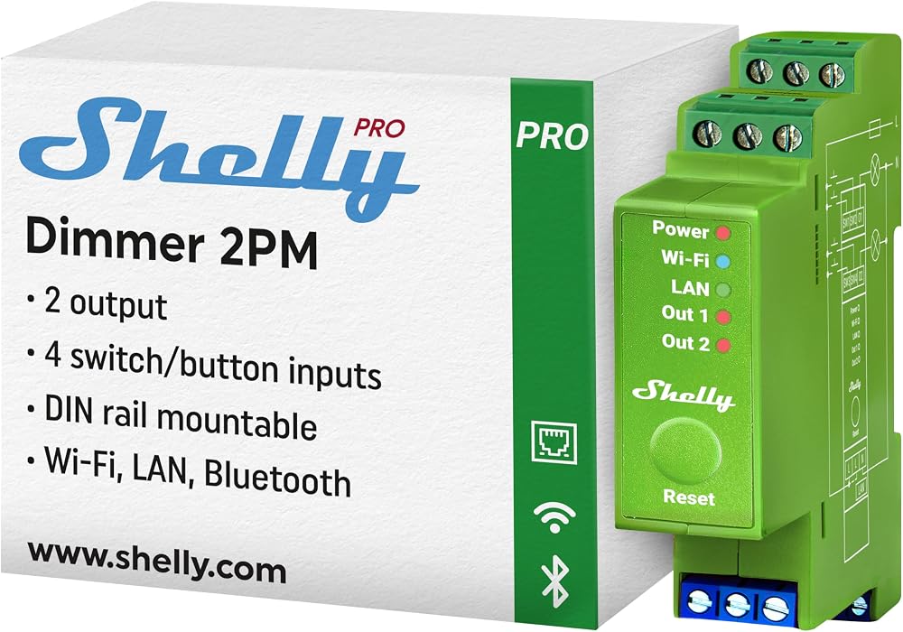 Shelly Pro Dimmer 2PM WiFi LAN Smart Switch 2 Channel 200W LED DIN Rail Alexa