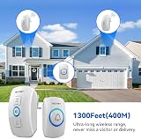 TECKNET Wireless Doorbell IP65 Waterproof 1300ft 60 Chimes 5 Level Vol view 2