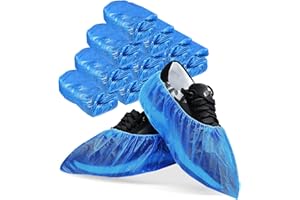 DCLOBTOP Shoe Covers Disposable Non Slip - 200 Pack (100 Pairs), Premium Waterproof and Recyclable Shoe Booties Covers for Indoors, Foot Booties Covers Fits Up To 11 US Men and 13 US Women Size