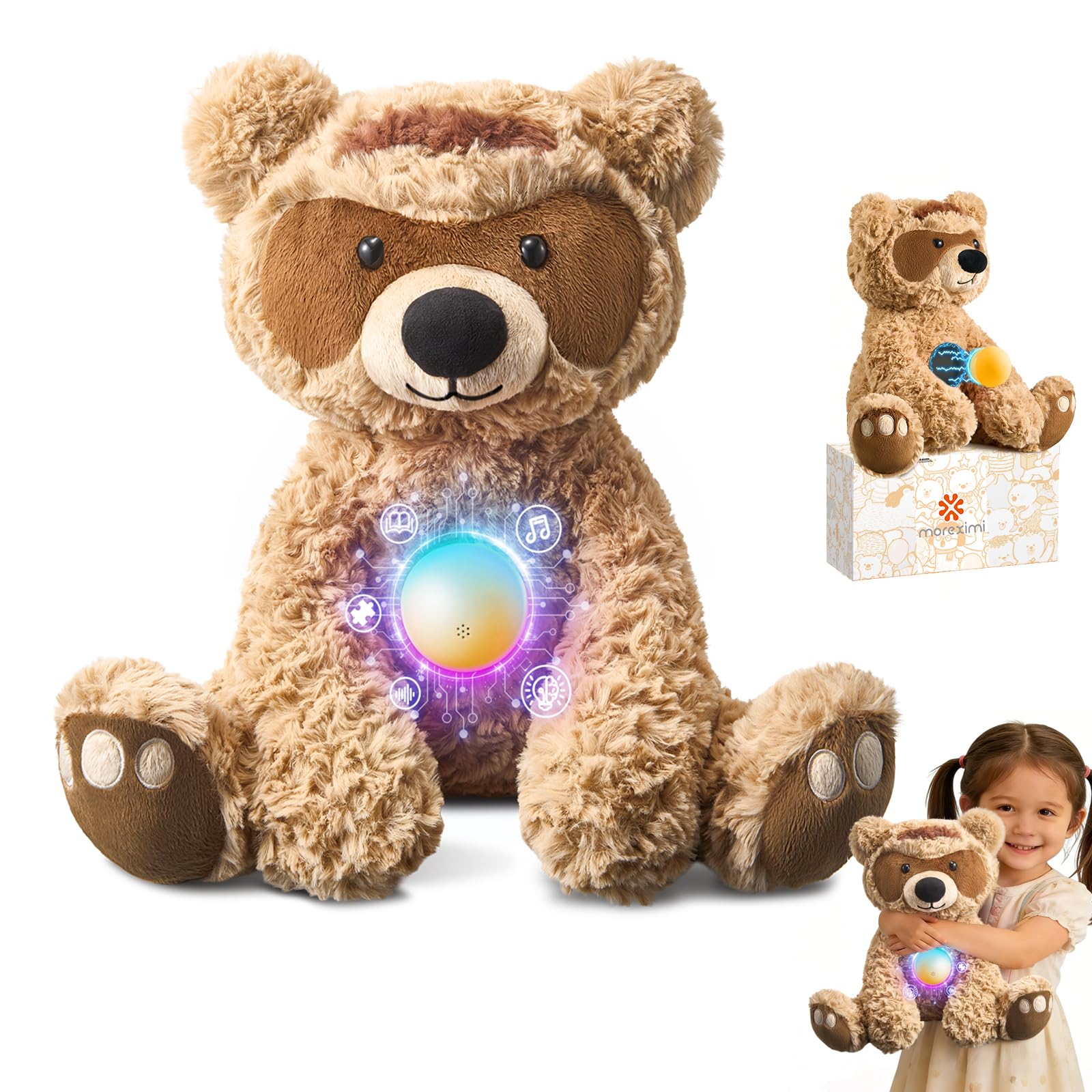 AI Talking Interactive Plush Toy Figure, ChatGPT Smart Storytelling Singing Teddy Bear Gift AI Stuffed Animals English Spanish, Educational Emotional Companion, Real-Time Voice AI Toys for Kids Age 3+