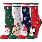 HAPPYPOP Christmas Socks for Kids - Secret Santa Gifts Holiday Sock for Teen Boy Girl 4 Pack