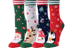 HAPPYPOP Christmas Socks for Kids - Secret Santa Gifts Holiday Sock for Teen Boy Girl 4 Pack