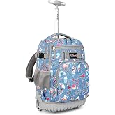 Tilami Rolling Backpack 18 inch Wheeled Laptop Backpack School College Student Travel Trip Boys and Girls (Blue Jeans)