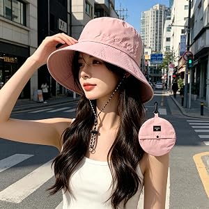 Packable Waterproof Bucket Hat with Chin Strap, Quick Dry UV Protection Boonie Sun Hat 21.2-23.6Inch for Fishing Hiking Outdo