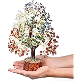 7 Chakra Crystal Tree of Life - Handmade Feng Shui Bonsai, Attract Good Luck - Gemstone Tree, Home Decoration Crystals - Seve