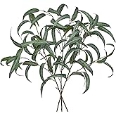 Faux Eucalyptus Stems Willow Eucalyptus Leaves 34” Long Fake Salix Leaves 3 Pcs Artificial Greenery Stems for DIY Bouquet Arrangements Centerpieces Shower Decorations-Artificial Eucalyptus Stems