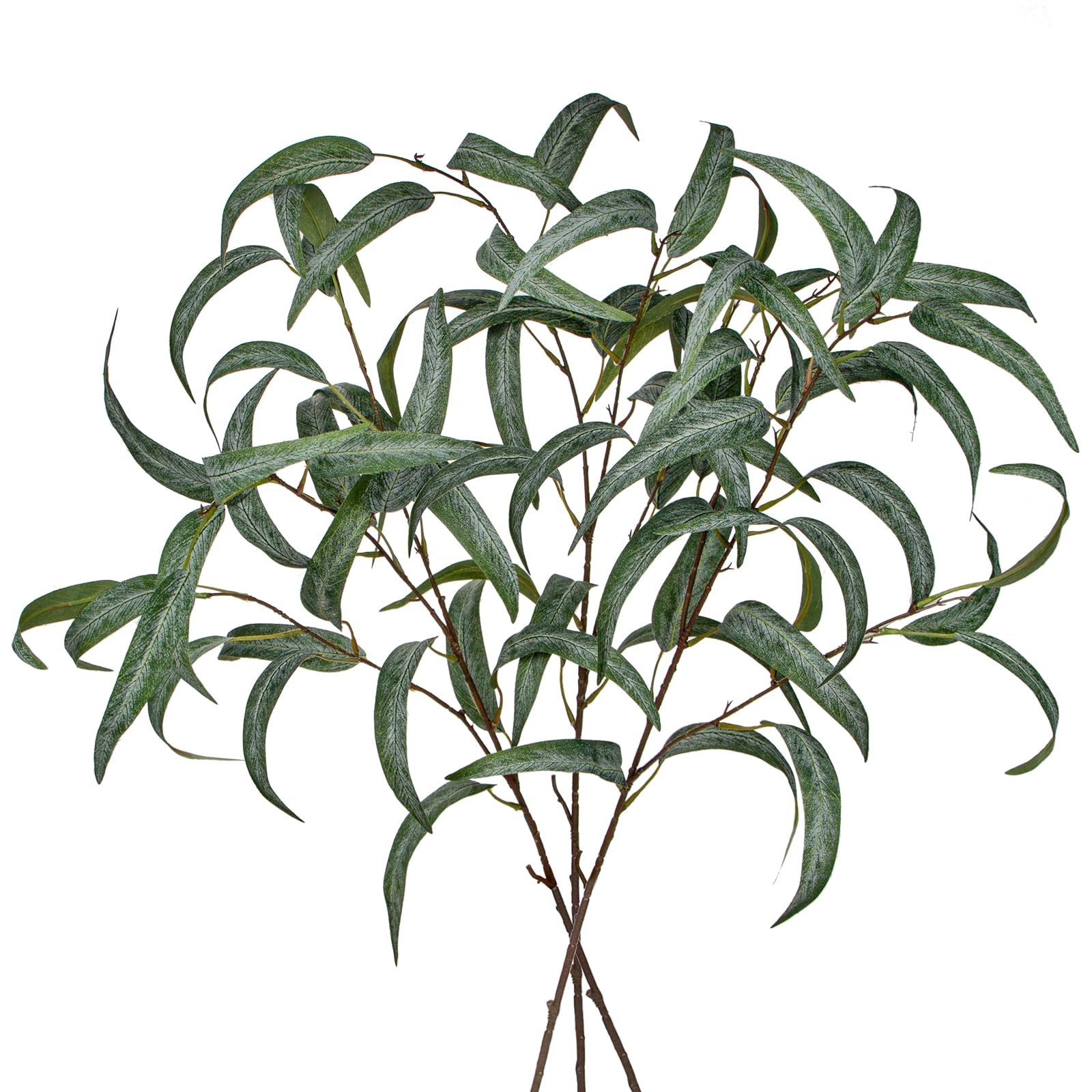 Photo 1 of Faux Eucalyptus Stems Willow Eucalyptus Leaves 34” Long Fake Salix Leaves 3 Pcs Artificial Greenery Stems for DIY Bouquet Arrangements Centerpieces Shower Decorations-Artificial Eucalyptus Stems