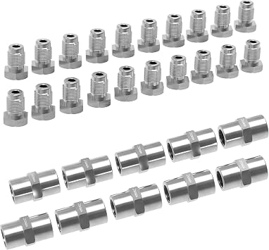 AB Tools Steel Male Brake Pipe Union Fittings – M10 X 1mm For 3/16" Brake Pipe, 10 Pack, Zinc Plated