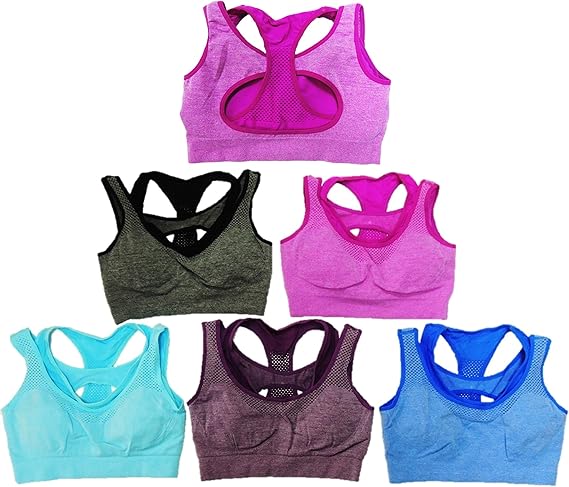5er Pack Bügelloser Sport-BH in Doppel-Optik mit Kreuzrücken in den