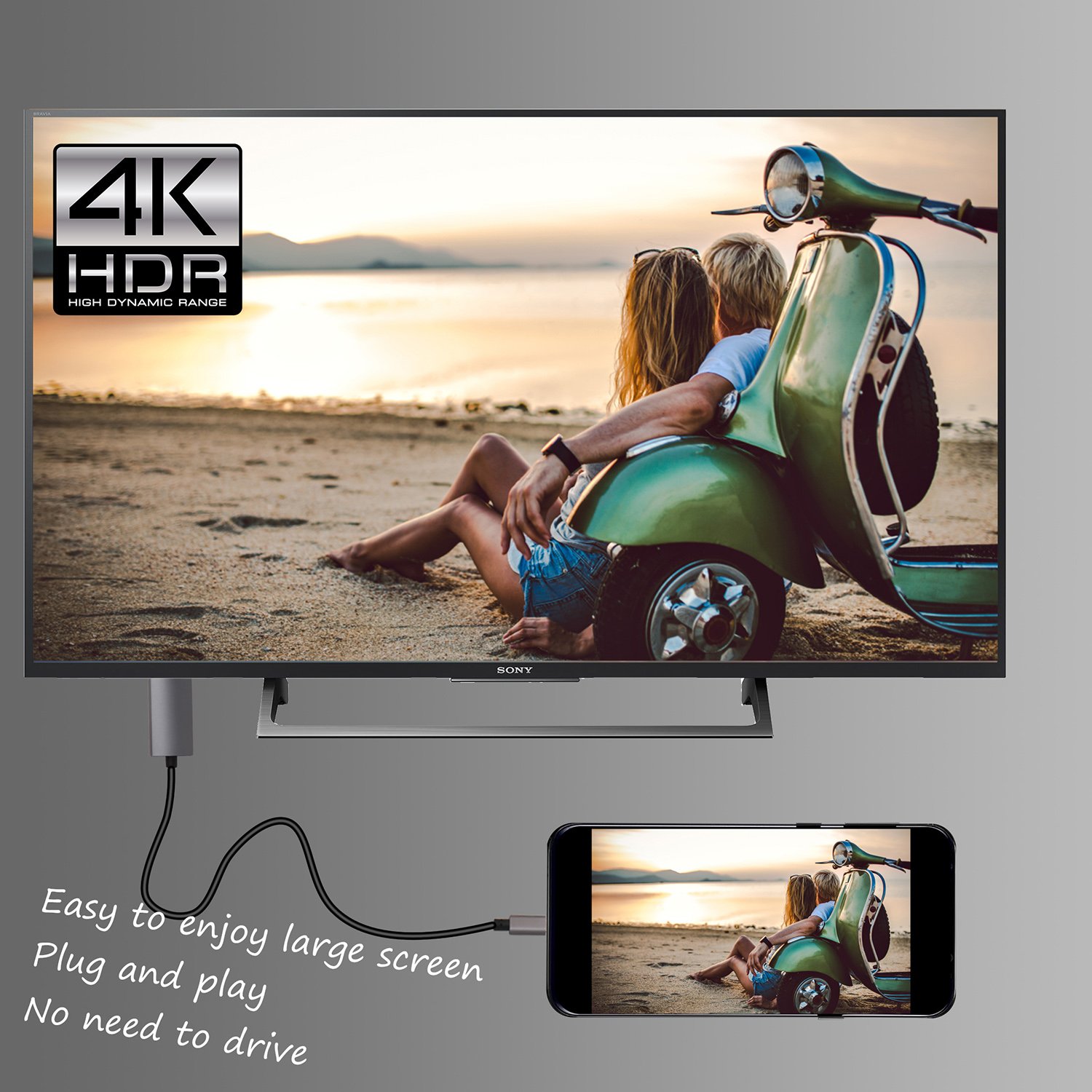 Cable USB C a HDMI 3D 4K*2K@60Hz, Cable USB 3.1 Tipo C a HDMI (Thunderbolt 3 Compatibles ) para 2017/2016 MacBook Pro, DELL Book, Galaxy Note 8/S8/S8 Plus, Huawei Mate 10 /10 Pro -2m (Plug & Play)