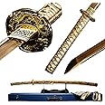 Mini Katana - Full Sized Katana, Sharpened 1060 Carbon Steel Blade - Full Tang - Scabbard, Stand, Dust Bag, and Hard Case Included - for Light Cutting, Practice, and Display