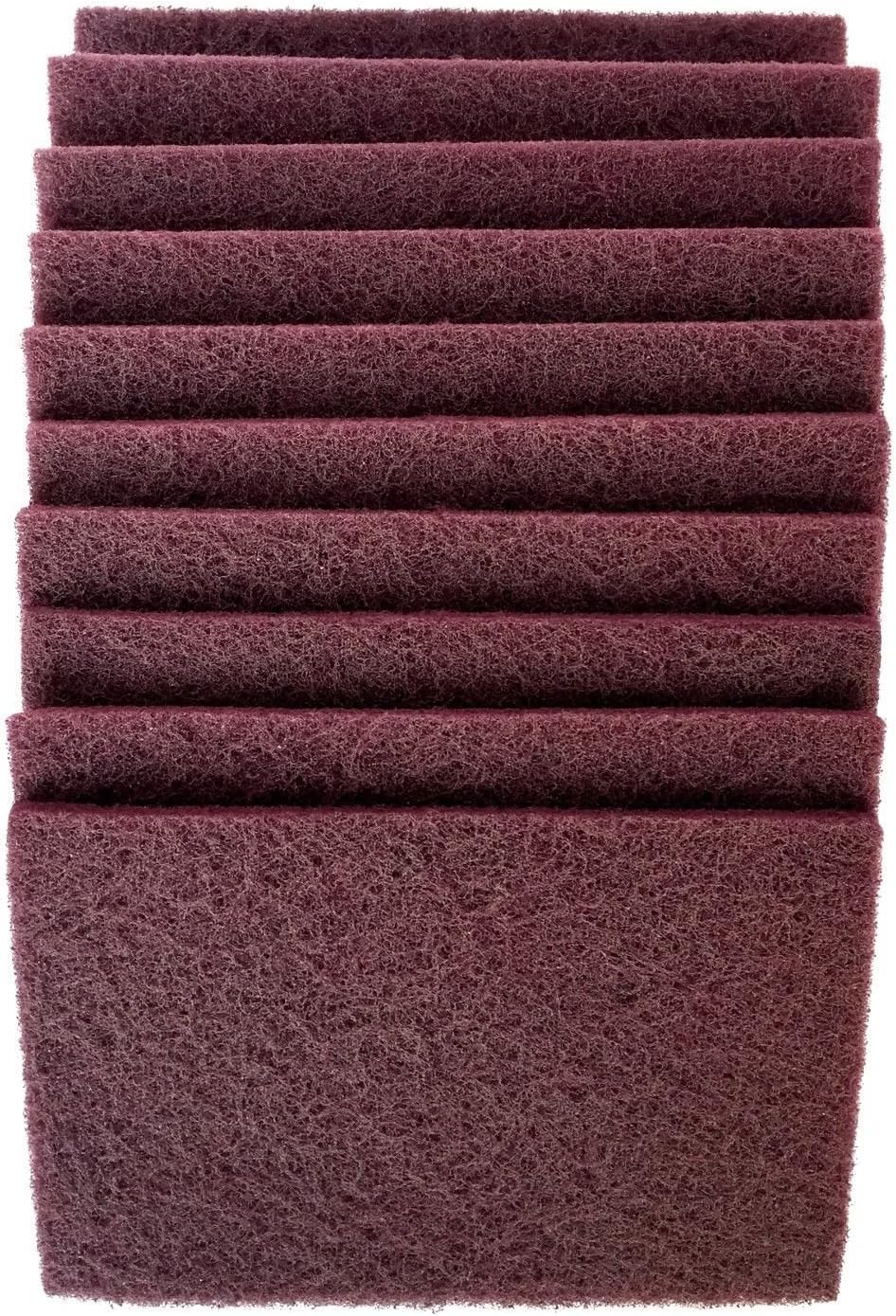 6 Inch x 9 Inch Non Woven Scuff Hand Pads Maroon Very Fine (20 Pack, Maroon)