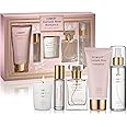 Womens Gifts, Birthday Gifts for Mom, Self Care Gifts for Women, Damask Rose Romance Spa Kit with Soy Candle, Perfume Roll On, Body Lotion, Body Mist & Eau de Parfum - Bath & Body Care Set