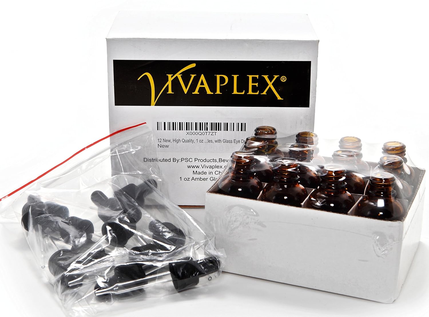 12, Amber, 1 oz Glass Bottles, with Glass Eye Droppers: Industrial & Scientific