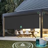 Yoolax Matter Motorized Outdoor Shades, Smart Patio Blinds, Custom Size | Compatible with Alexa Google Apple Home, Electric Retractable Patio Screens, Blackout Solar Powered Sun Shade, 0% Openness