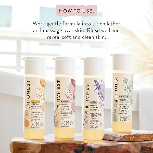 THE HONEST COMPANY 2-IN-1 BABY SHAMPOO & BODY WASH, FRAGRANCE-FREE, TEAR-FREE, HYPOALLERGENIC, NATURALLY DERIVED, SENSITIVE SKIN, 10 FL OZ
