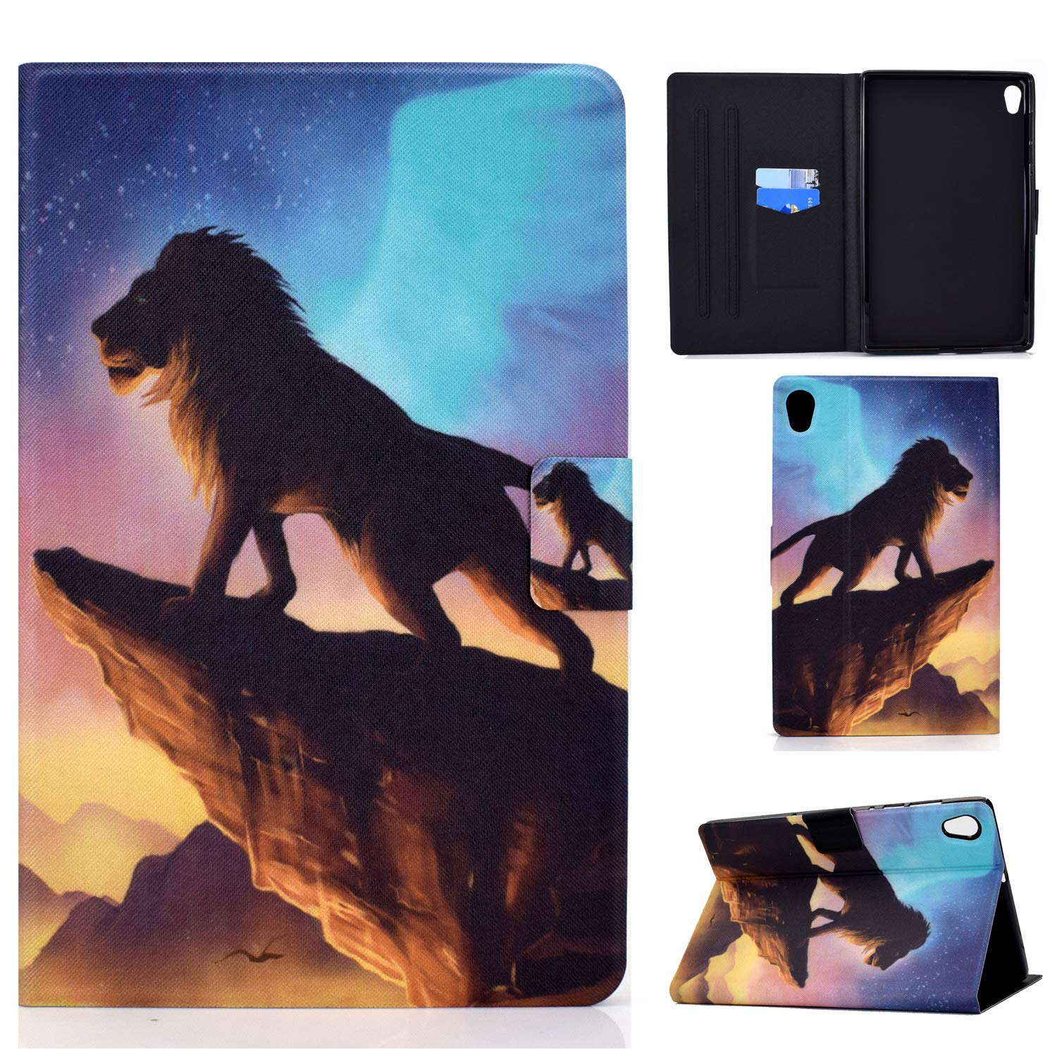 Aswant Lenovo Tab M10 HD 2 Gen Case Wallet Flip Cover Stand Function Protective Case Card Slot Magnetic Tablet Cover for Lenovo Tab M10 10.1 Inch 2 Generation TB-X306X/TB-X306F - The Lion King