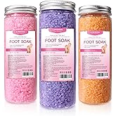 XIWEIOO 3 Pack Foot Soak Salts Kit Epsom Salt - Himalayan Pink Salt - Dead Sea Salt - Foot spa Care Best for Good Sleep Essential Oils Tea Tree Oi Lavender Rose Christmas Gifts for Women
