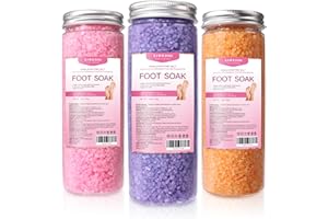 XIWEIOO 3 Pack Foot Soak Salts Kit Epsom Salt - Himalayan Pink Salt - Dead Sea Salt - Foot spa care Best for Good Sleep Essential Oils, Gifts for Mom women Tea Tree Oi Lavender rose