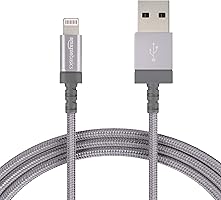 AmazonBasics Nylon Braided Lightning to USB A Cable, MFi Certified iPhone Charger, Dark Grey, 6-Foot
