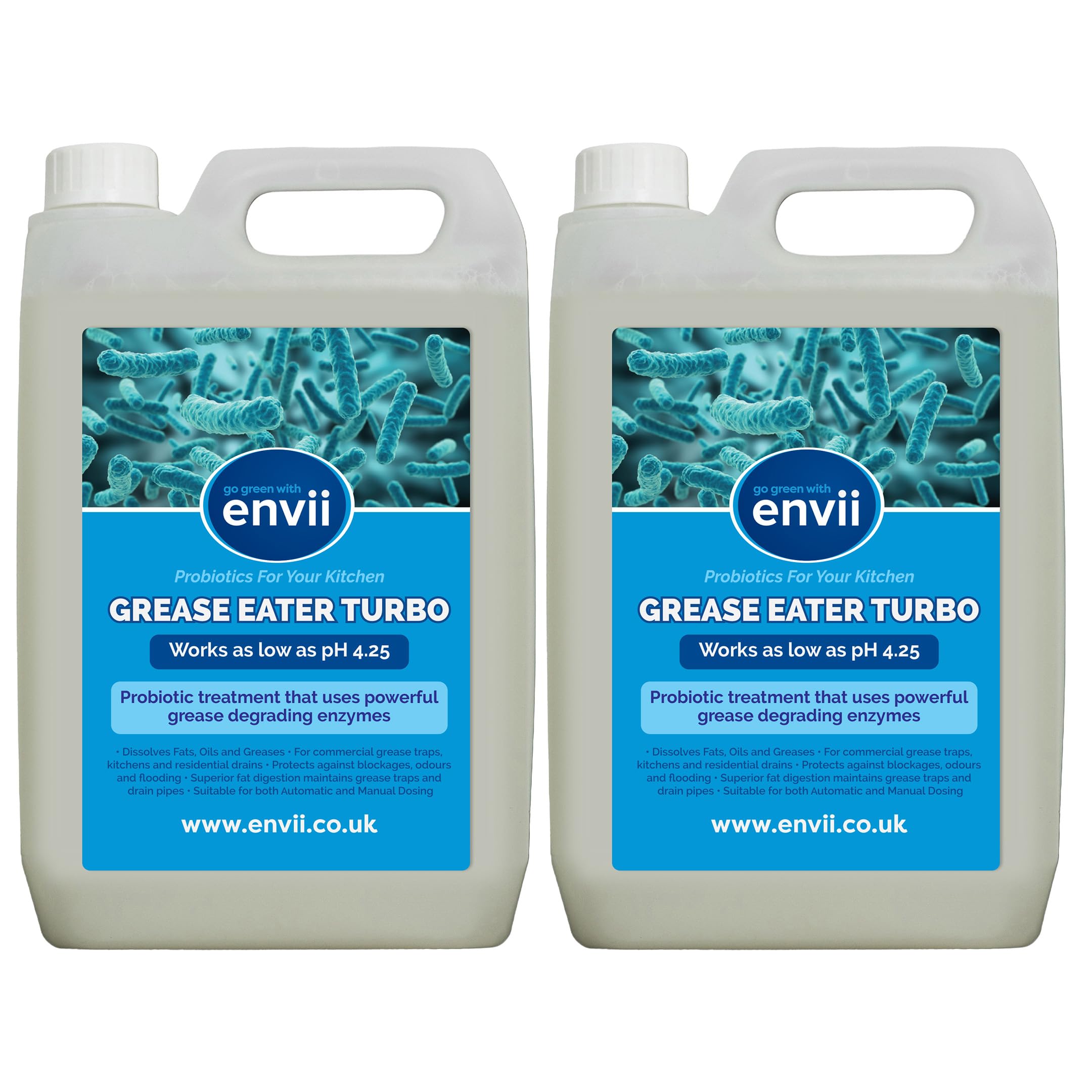 envii Grease Eater Turbo – Natural Enzyme Grease Trap Cleaner & Maintainer Treatment, Suitable for Use in Commerical Kitchens Breaks Down Grease & Fats - 10L