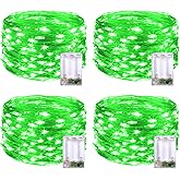 JMEXSUSS 4 Pack 50 LED Green Fairy Lights Battery Operated: 16.1ft Christmas Fairy Lights Indoor Outdoor Waterproof Green St Patrick's Day Lights for Bedroom Garden Party St Patrick's Day Decorations