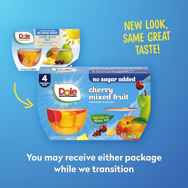 DOLE CHERRY MIXED FRUIT WITH NO SUGAR ADDED^^ – DOLE FRUIT BOWLS SNACKS – 4 OZ FRUIT BOWLS – 4 PACK