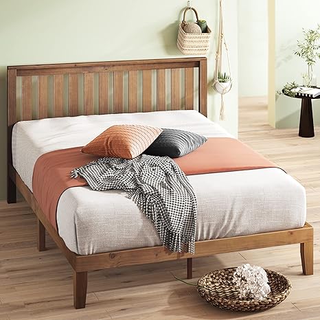 Amazon Com Zinus Alexia Wood Platform Bed Frame With Headboard Solid Wood Foundation With Wood Slat Support No Box Spring Needed Easy Assembly Rustic Pine Full Furniture Decor
