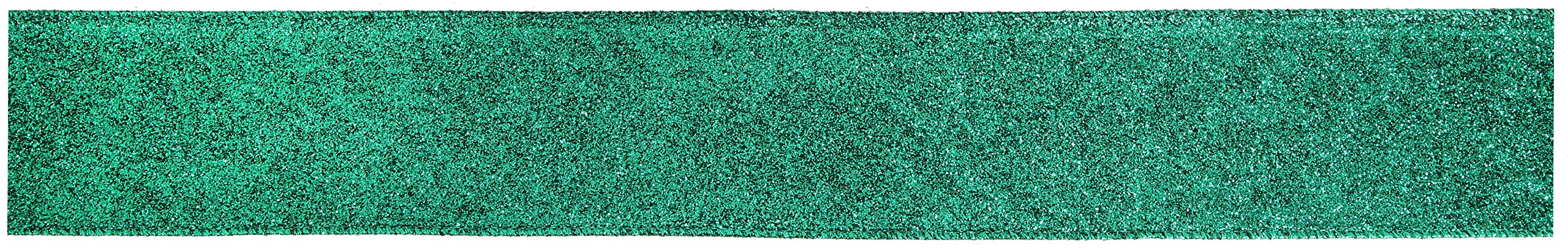 Oaktree UK Eleganza Sparkle Wired Edge Ribbon 63mm x 9.1m Green No.50