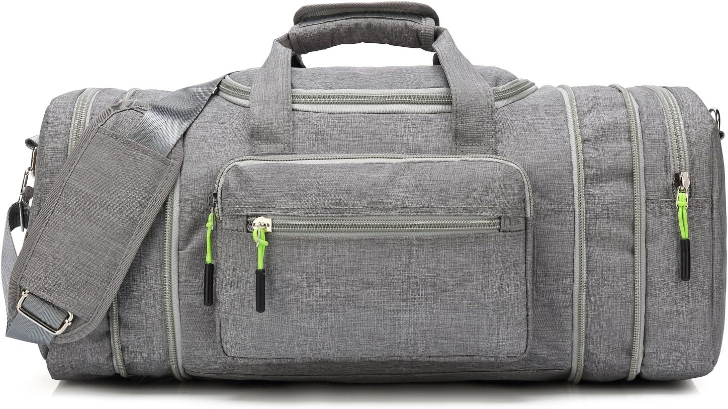 Kenox Oversized Canvas Travel Tote Luggage Weekend Duffel Bag (Greyfabric) Travel
