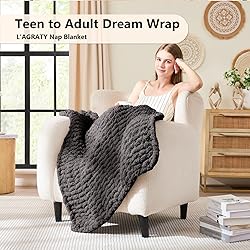 L'AGRATY Chunky Knit Blanket Throw - Soft Chunky