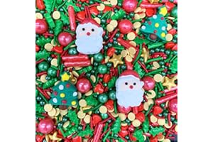 WERARU Christmas Tree Santa Claus Sprinkles Candy Sugar Sprinkle Red and Green Sprinkles Cake Decorations Cupcake Toppers Cookie Decorating Ice Cream Celebrations（100g/3.5oz)