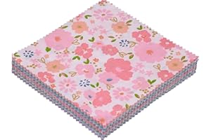 Hanjunzhao 42 5-inch Fabric Squares - Charm Packs for Quilting 5 inch - 5" Charm Quilt Squares - 5x5 Fabric Squares for Quilting, Sewing, Patchwork, and DIY Crafts, Sweet Garden