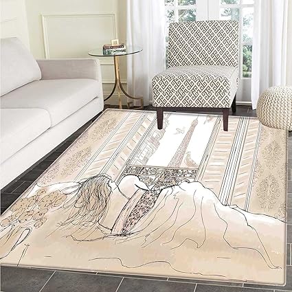 Amazon Com Paris Rugs For Bedroom Parisian Woman Sleeping