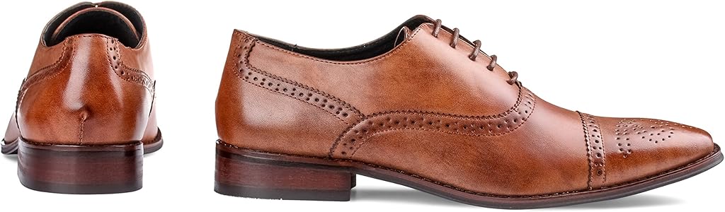 signature men's brogue cap toe oxford dress shoes