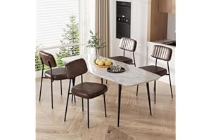 choairy Dining Chairs Set of 4, Modern Faux Leather Dining Chairs with Thick Cushions Seat Back and Metal Legs, Comfy Upholstered Kitchen Chairs for Dining Living Room (Coffee)