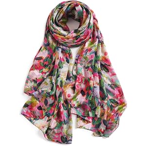 Taseson 100% Mulberry Silk Scarf for Women, 69'' x 43'' Lightweight Large Silk Floral Shawl Wraps Neck Scarf Gift Packed