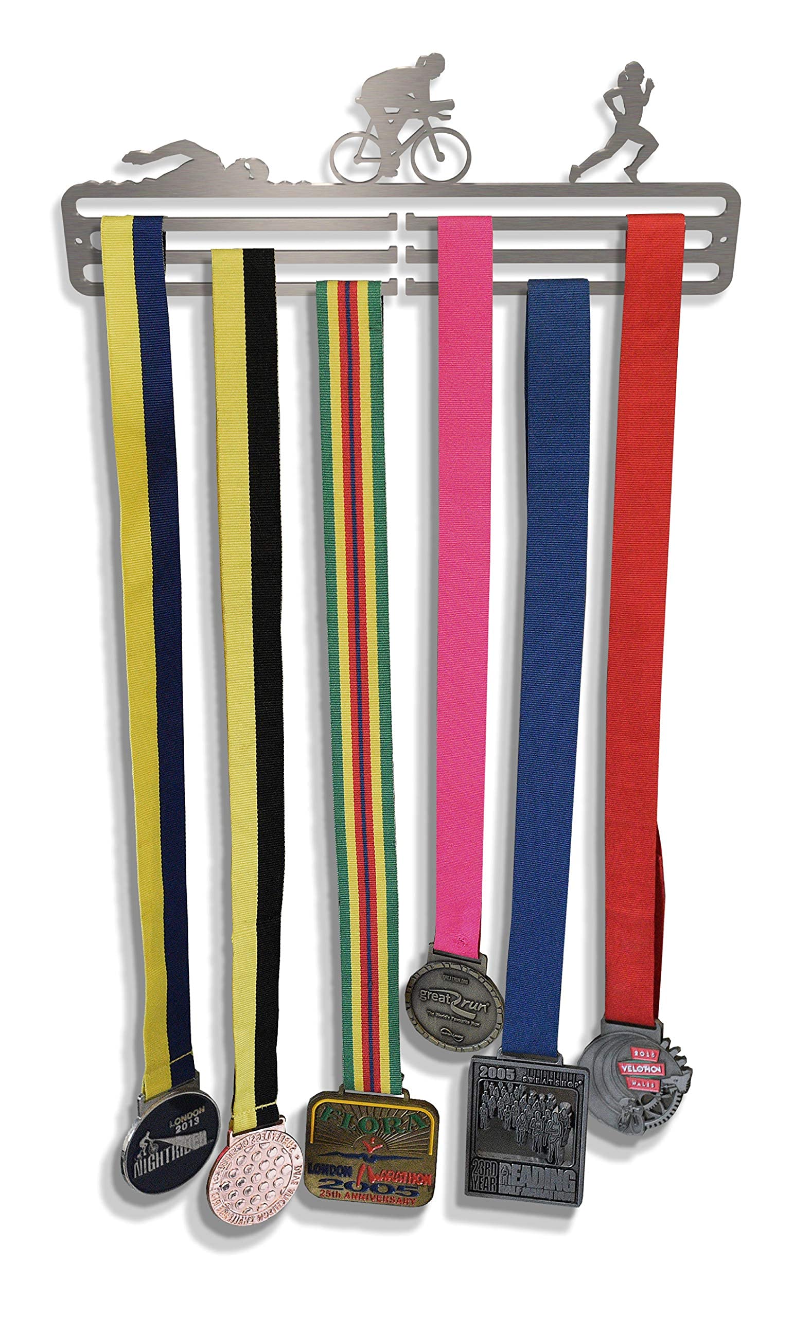 Tollington Stores Medal Hanger Display 'Triathlon Female' Stainless Steel Triple