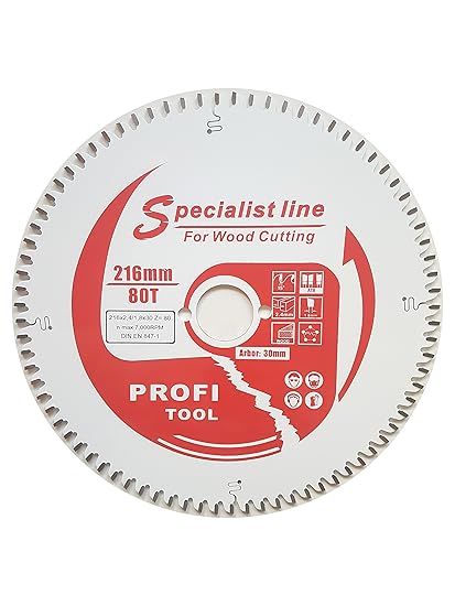 profi-tool-germany HM-Sägeblatt 216 x 2,4 x 30 Z= 80 WZ Feinschnitt negativ mit Antihaft Beschichtung