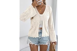 Women's Open Front Pointelle Knit Cardigan Sweater