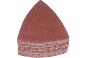 HARFINGTON 60pcs Triangular Hook & Loop Sandpapers 120 Grits 3-1/8" Aluminum Oxide Sanding Pads Random Orbital Mouse Detail S