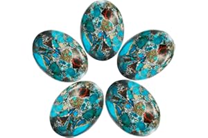 TUMBEELLUWA Sea Sediment Jasper Oval Stone Cabochons Flatback Semi-precious CAB for Jewelry Making Pack of 5