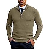 COOFANDY Men's Quarter Zip Pullover Sweater Slim Fit Knit Mock Neck Polo Sweaters