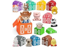 AUROTOPS Learning Toy for Toddlers 1 2 3+ Years Old, 20 PCS Farm Animal Barn Toy & Finger Puppets, Montessori Educational Toy for Kids,10 Animals & 10 Barns for Babies Boys Girls Easter Christmas Birthday Gift