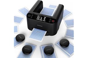 KPAW Automatic Card Dealer Machine Rotating 360 for Playing Cards 2/1/4 Decks USB Rechargeable Card Dealing Machine,Connect 4 Wireless Remotes for Texas Holdem Uno Card Game