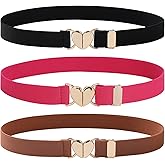AWAYTR Kids Elastic Belt for Girls - Adjustable Toddler Heart Buckle Stretch Belts for Boys Girls